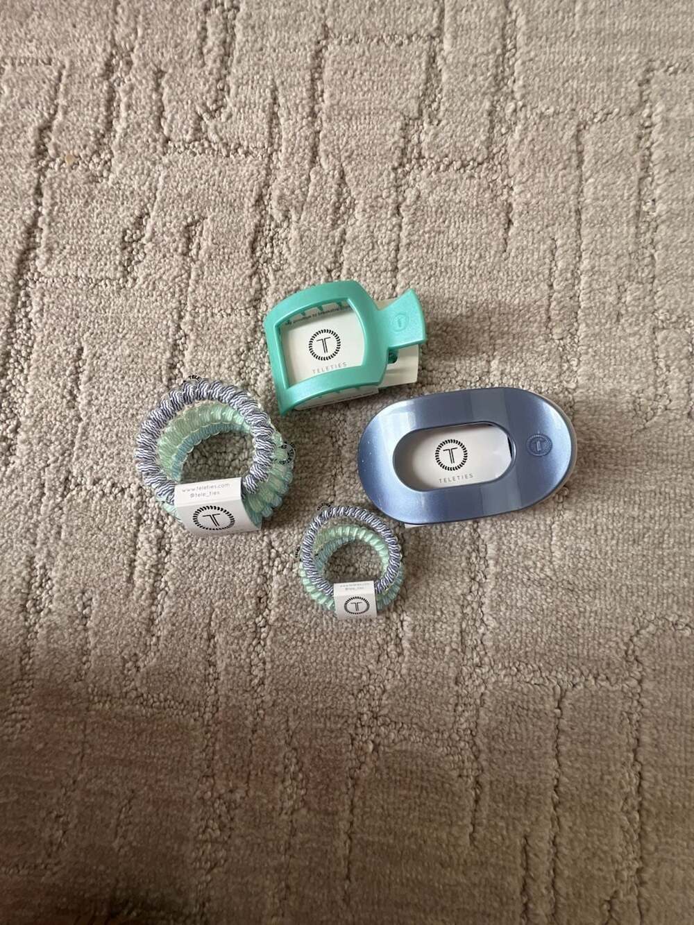 Teleties Hair Accessory Set including Flat Round Hair Clips and Spiral Hair Ties